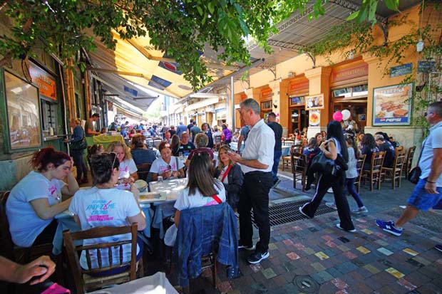 Taverna eating in Greece